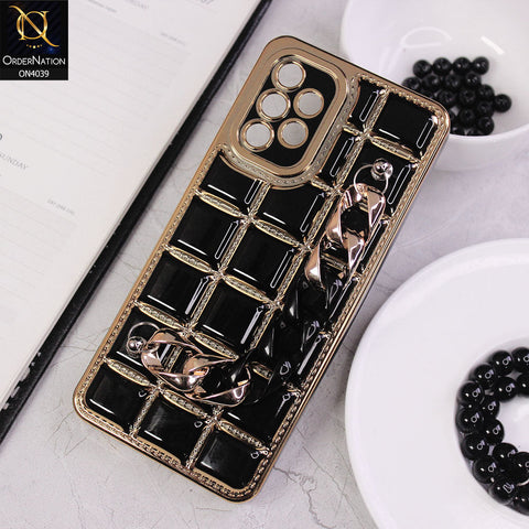 Samsung Galaxy A32 Cover - Black - New Electroplated Soft Silicone Camera Protection Case With Chain Holder