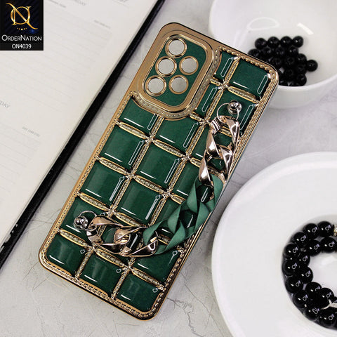 Samsung Galaxy A32 Cover - Green - New Electroplated Soft Silicone Camera Protection Case With Chain Holder