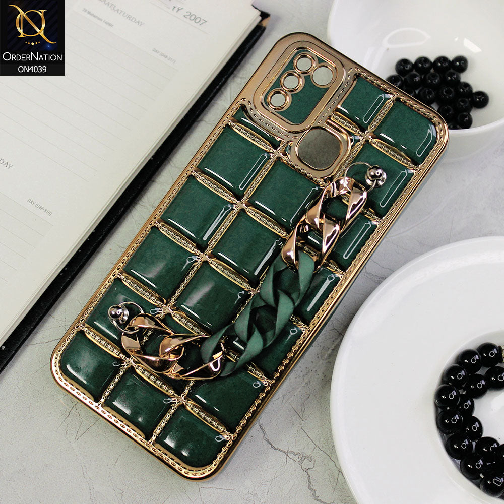 Infinix Smart 5 Cover - Green - New Electroplated Soft Silicone Camera Protection Case With Chain Holder