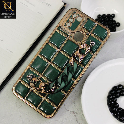 Infinix Smart 5 Cover - Green - New Electroplated Soft Silicone Camera Protection Case With Chain Holder