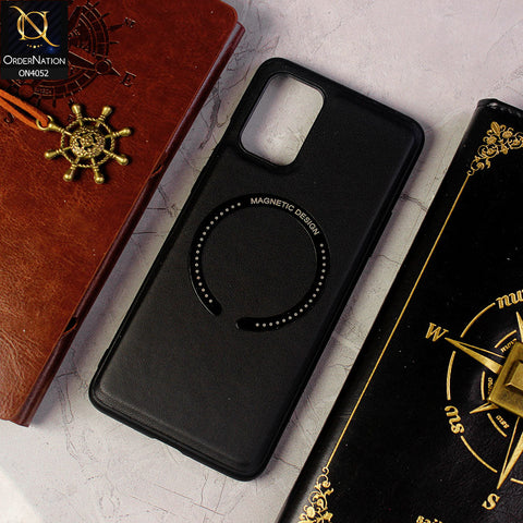OnePlus 8T Cover - Black - Leather Texture Silicon Magnetic Design Soft Case