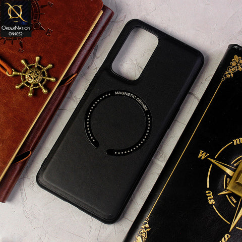 OnePlus 9 Pro Cover - Black - Leather Texture Silicon Magnetic Design Soft Case