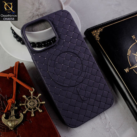 iPhone 14 Pro Max - Purple - New Soft Slicone Alcantara Woven Pattern MagSafe Case (MagSafe Notification Enabled)