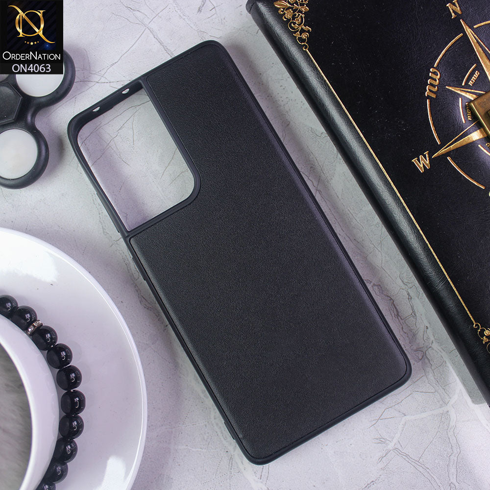 Samsung Galaxy S21 Ultra 5G - Black - Luxury Elegant Style Leather Soft Case With Camera Bumper Protection