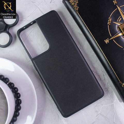 Samsung Galaxy S21 Ultra 5G - Black - Luxury Elegant Style Leather Soft Case With Camera Bumper Protection