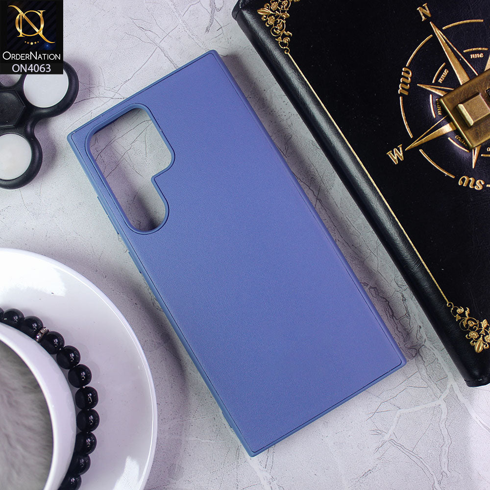 Samsung Galaxy S22 Ultra 5G - Sierra Blue - Luxury Elegant Style Leather Soft Case With Camera Bumper Protection