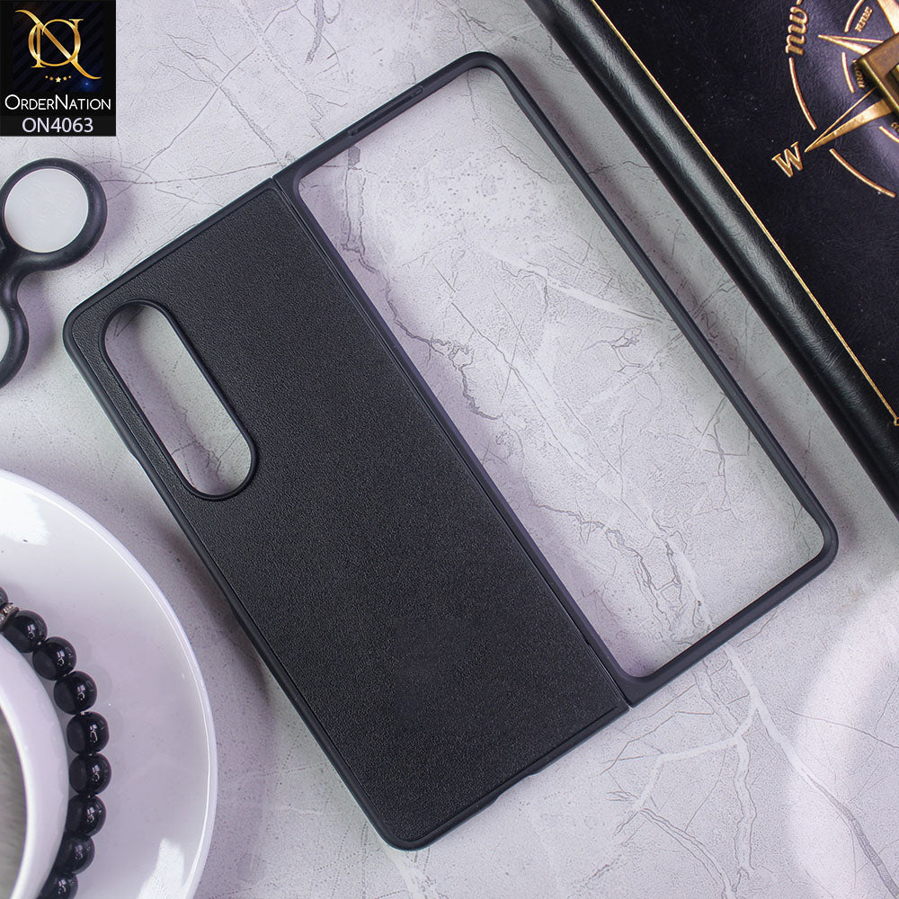 Samsung Galaxy Z Fold 3 5G - Black - Luxury Elegant Style Leather Soft Case With Camera Bumper Protection