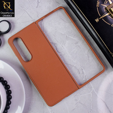 Samsung Galaxy Z Fold 3 5G - Brown - Luxury Elegant Style Leather Soft Case With Camera Bumper Protection