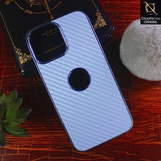 iPhone 12 Pro Max - Blue - New Electroplated Side Borders With Microfiber Texture Back Soft Case