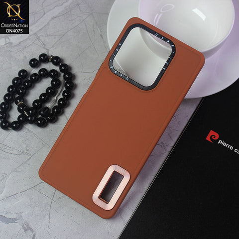Infinix Hot 30 Cover - Brown - New Soft Silicon Fashion Case With Fancy Camera Ring & Logo Hole