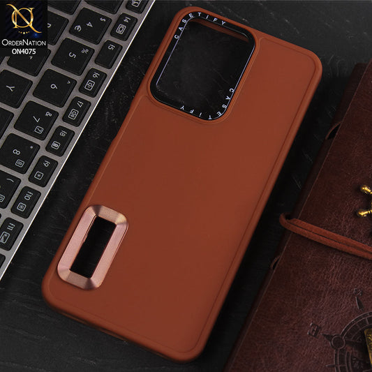 Infinix Hot 30i Cover - Brown - New Soft Silicon Fashion Case With Fancy Camera Ring & Logo Hole
