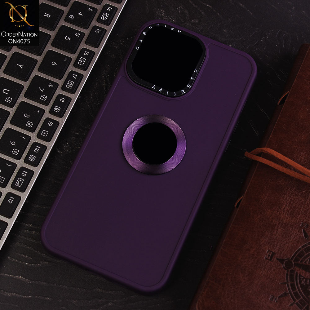 iPhone 12 Pro Max Cover - Purple - New Soft Silicon Fashion Case With Fancy Camera Ring & Logo Hole