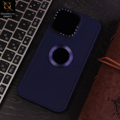 iPhone 14 Pro Max Cover - Blue - New Soft Silicon Fashion Case With Fancy Camera Ring & Logo Hole