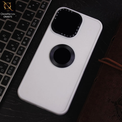 iPhone 14 Pro Max Cover - White - New Soft Silicon Fashion Case With Fancy Camera Ring & Logo Hole