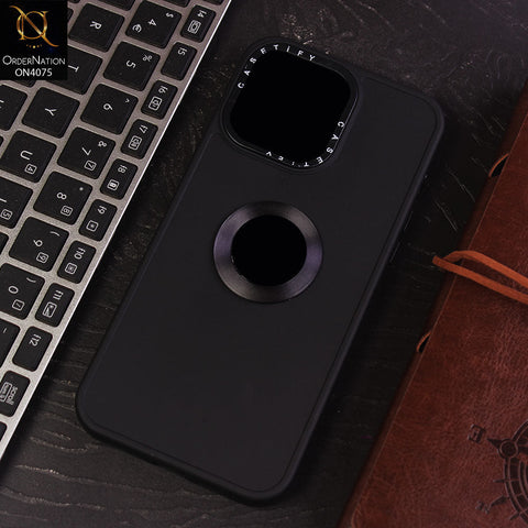iPhone 15 Pro Max Cover - Black - New Soft Silicon Fashion Case With Fancy Camera Ring & Logo Hole
