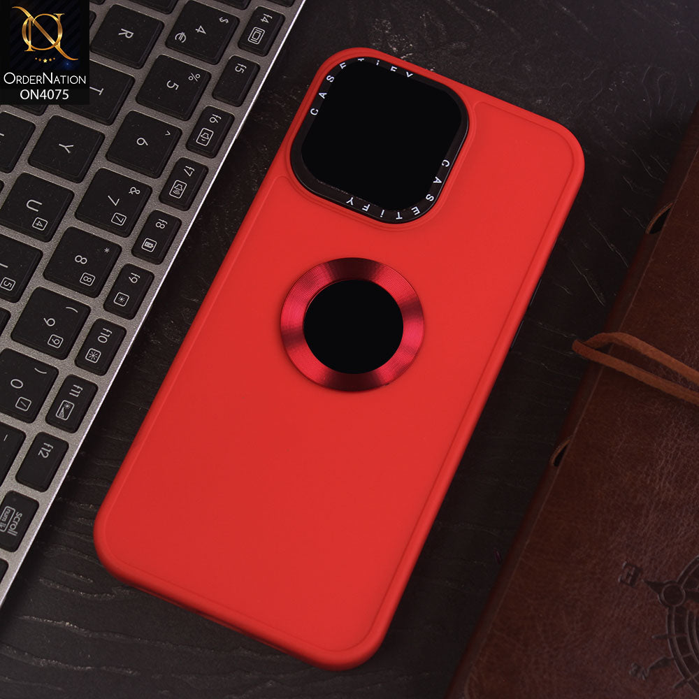 iPhone 15 Pro Max Cover - Red - New Soft Silicon Fashion Case With Fancy Camera Ring & Logo Hole