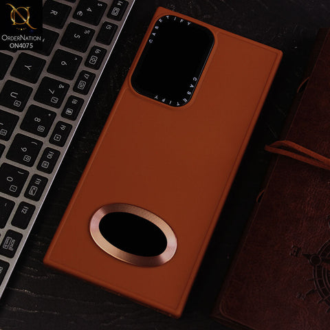 Samsung Galaxy Note 20 Ultra Cover - Brown - New Soft Silicon Fashion Case With Fancy Camera Ring & Logo Hole