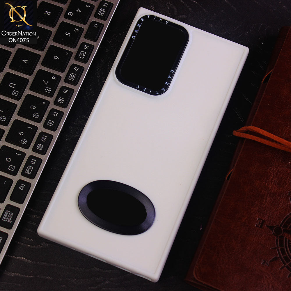 Samsung Galaxy Note 20 Ultra Cover - White - New Soft Silicon Fashion Case With Fancy Camera Ring & Logo Hole