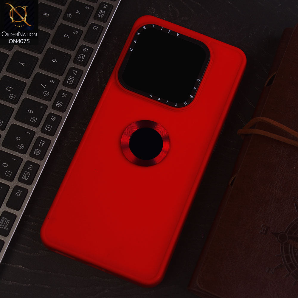 OnePlus 10T Cover - Red - New Soft Silicon Fashion Case With Fancy Camera Ring & Logo Hole