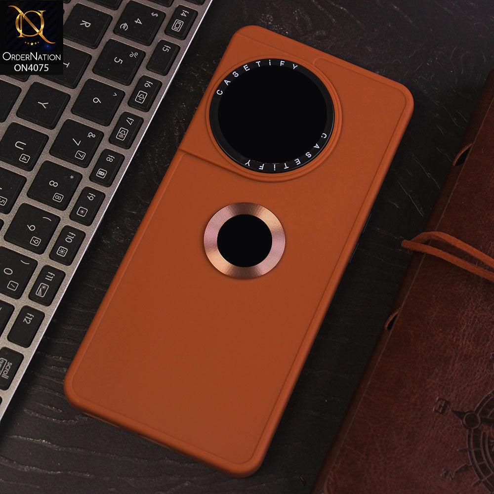 OnePlus 11 Cover - Brown - New Soft Silicon Fashion Case With Fancy Camera Ring & Logo Hole
