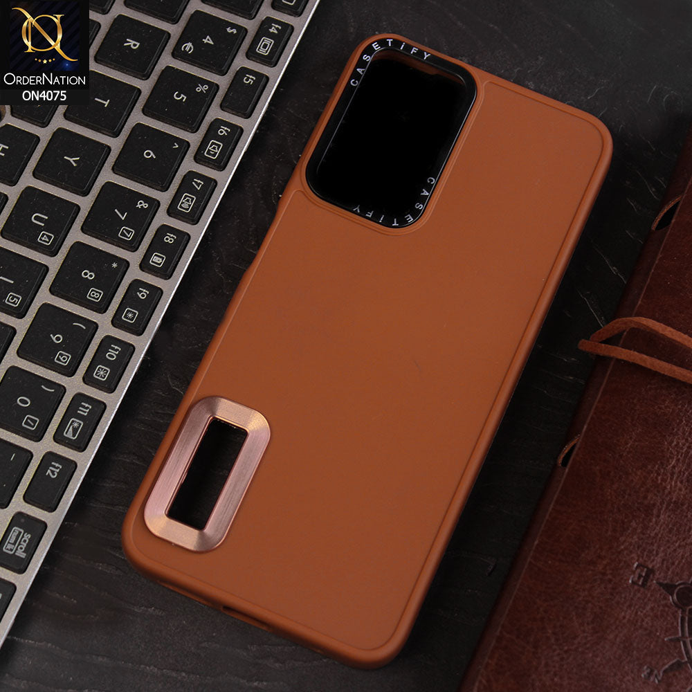 Xiaomi Redmi Note 11S Cover - Brown - New Soft Silicon Fashion Case With Fancy Camera Ring & Logo Hole