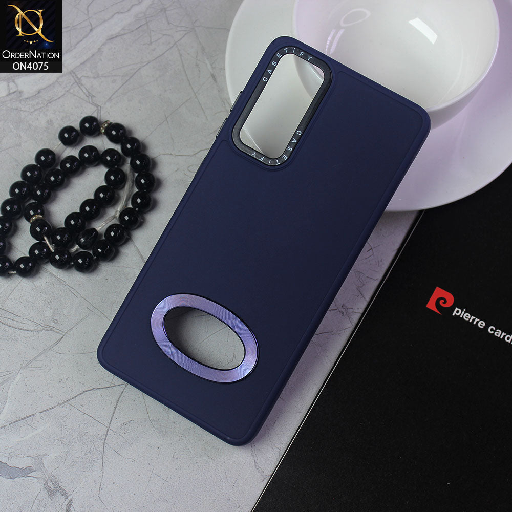 Samsung Galaxy S20 FE Cover - Blue - New Soft Silicon Fashion Case With Fancy Camera Ring & Logo Hole