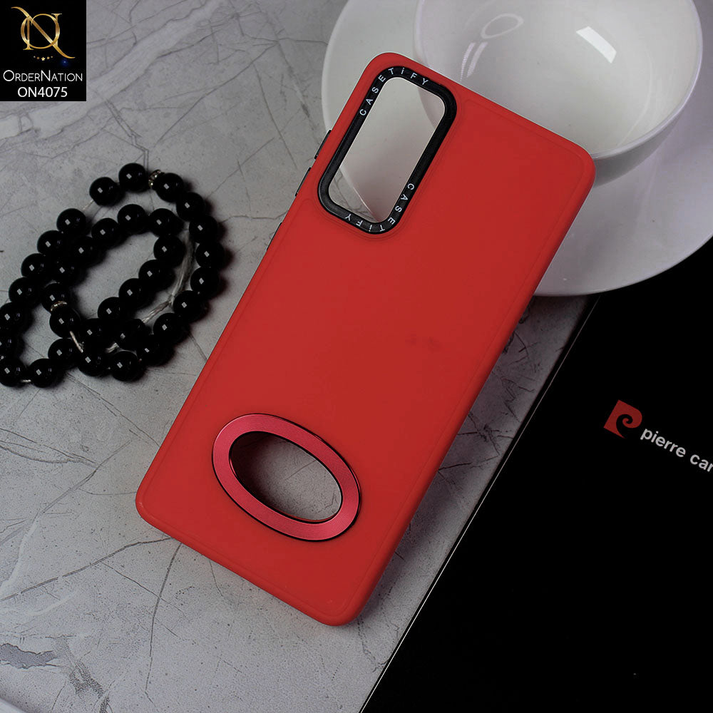 Samsung Galaxy S20 FE Cover - Red - New Soft Silicon Fashion Case With Fancy Camera Ring & Logo Hole