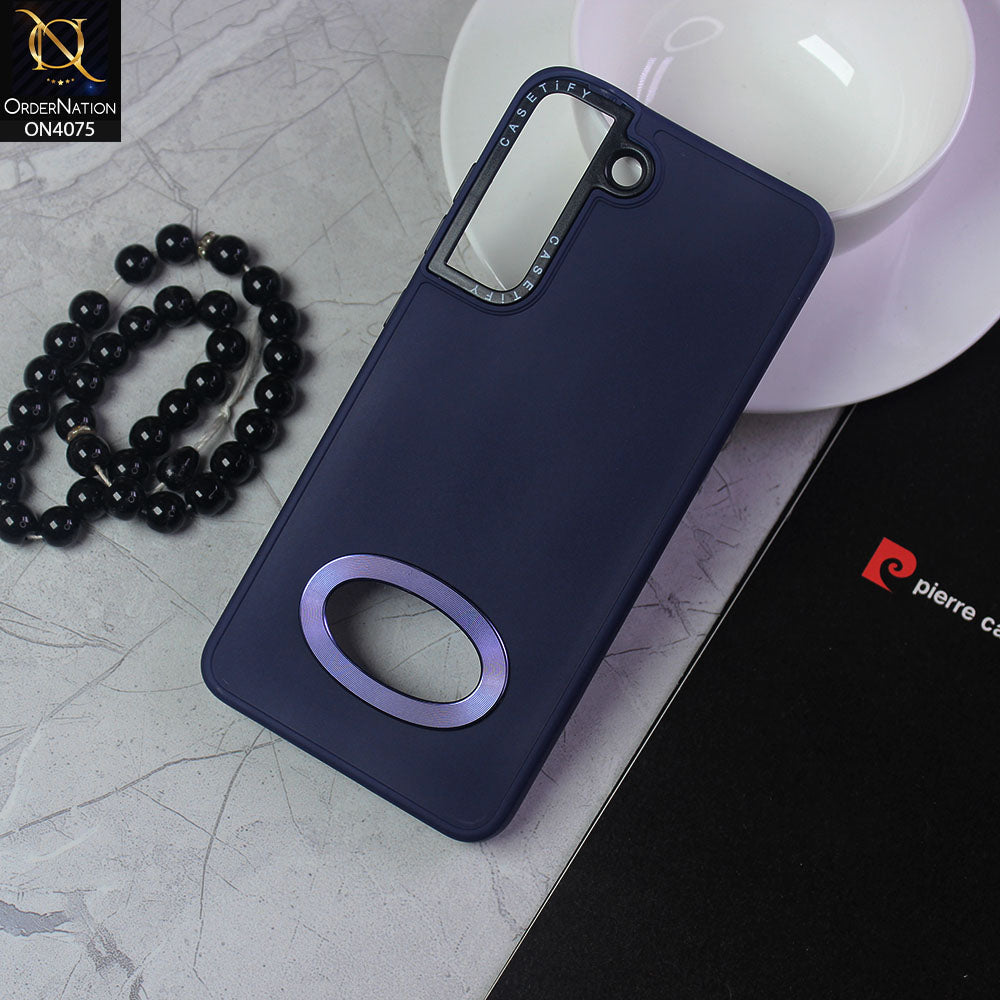 Samsung Galaxy S21 FE 5G Cover - Blue - New Soft Silicon Fashion Case With Fancy Camera Ring & Logo Hole