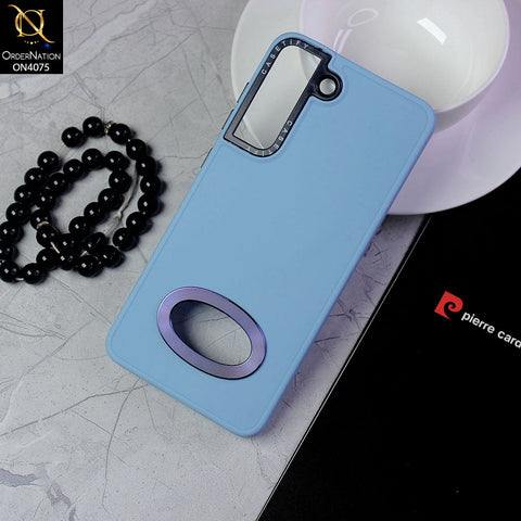 Samsung Galaxy S21 FE 5G Cover - Sierra Blue - New Soft Silicon Fashion Case With Fancy Camera Ring & Logo Hole