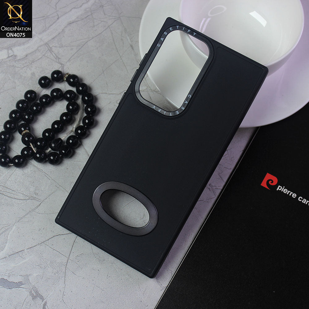 Samsung Galaxy S23 Ultra 5G Cover - Black - New Soft Silicon Fashion Case With Fancy Camera Ring & Logo Hole