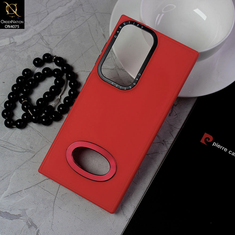 Samsung Galaxy S23 Ultra 5G Cover - Red - New Soft Silicon Fashion Case With Fancy Camera Ring & Logo Hole