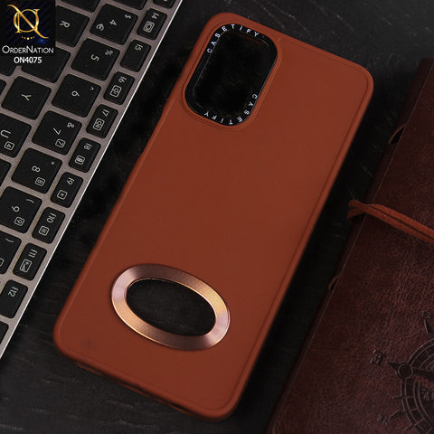 Samsung Galaxy A13 Cover - Brown - New Soft Silicon Fashion Case With Fancy Camera Ring & Logo Hole
