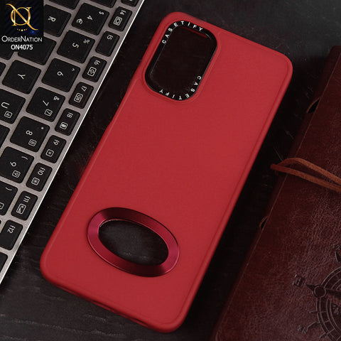 Samsung Galaxy A13 Cover - Red - New Soft Silicon Fashion Case With Fancy Camera Ring & Logo Hole