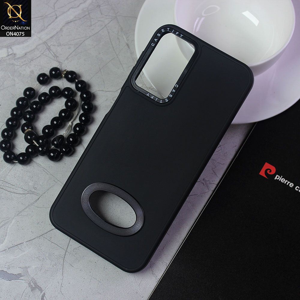 Samsung Galaxy A14 Cover - Black - New Soft Silicon Fashion Case With Fancy Camera Ring & Logo Hole