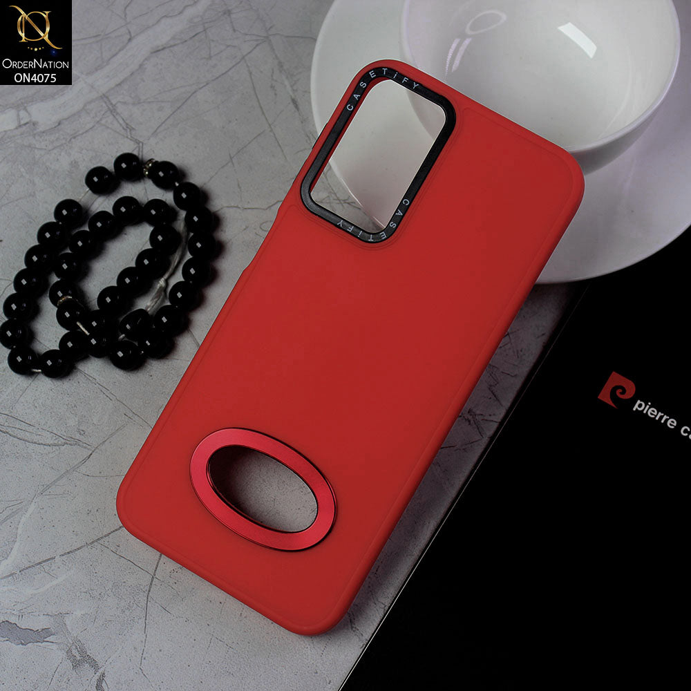 Samsung Galaxy A14 5G Cover - Red - New Soft Silicon Fashion Case With Fancy Camera Ring & Logo Hole