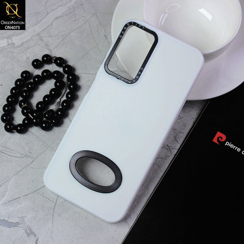 Samsung Galaxy A14 Cover - White - New Soft Silicon Fashion Case With Fancy Camera Ring & Logo Hole
