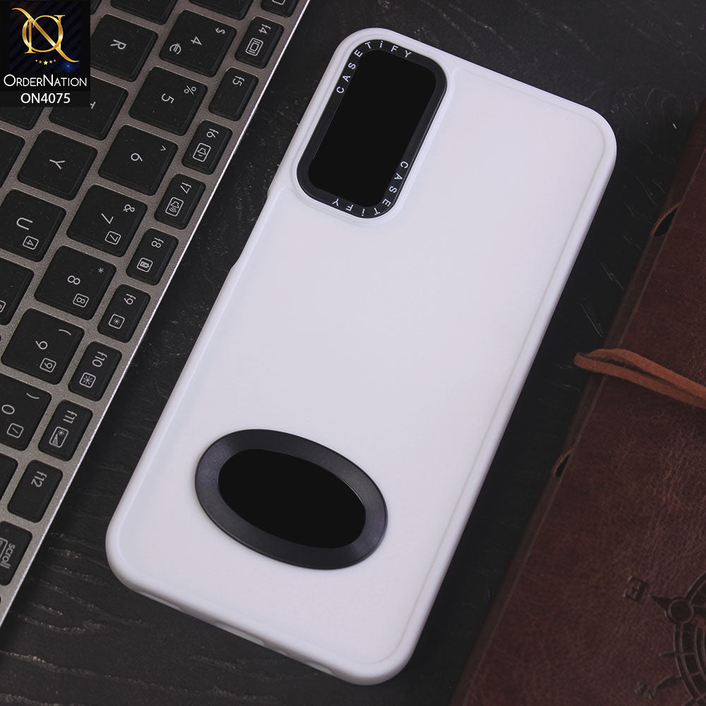 Samsung Galaxy A24 4G Cover - White - New Soft Silicon Fashion Case With Fancy Camera Ring & Logo Hole