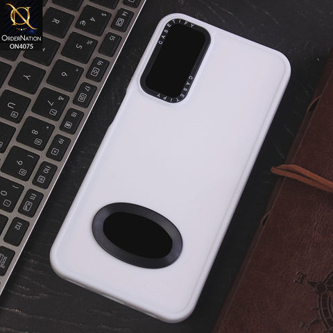 Samsung Galaxy A24 4G Cover - White - New Soft Silicon Fashion Case With Fancy Camera Ring & Logo Hole