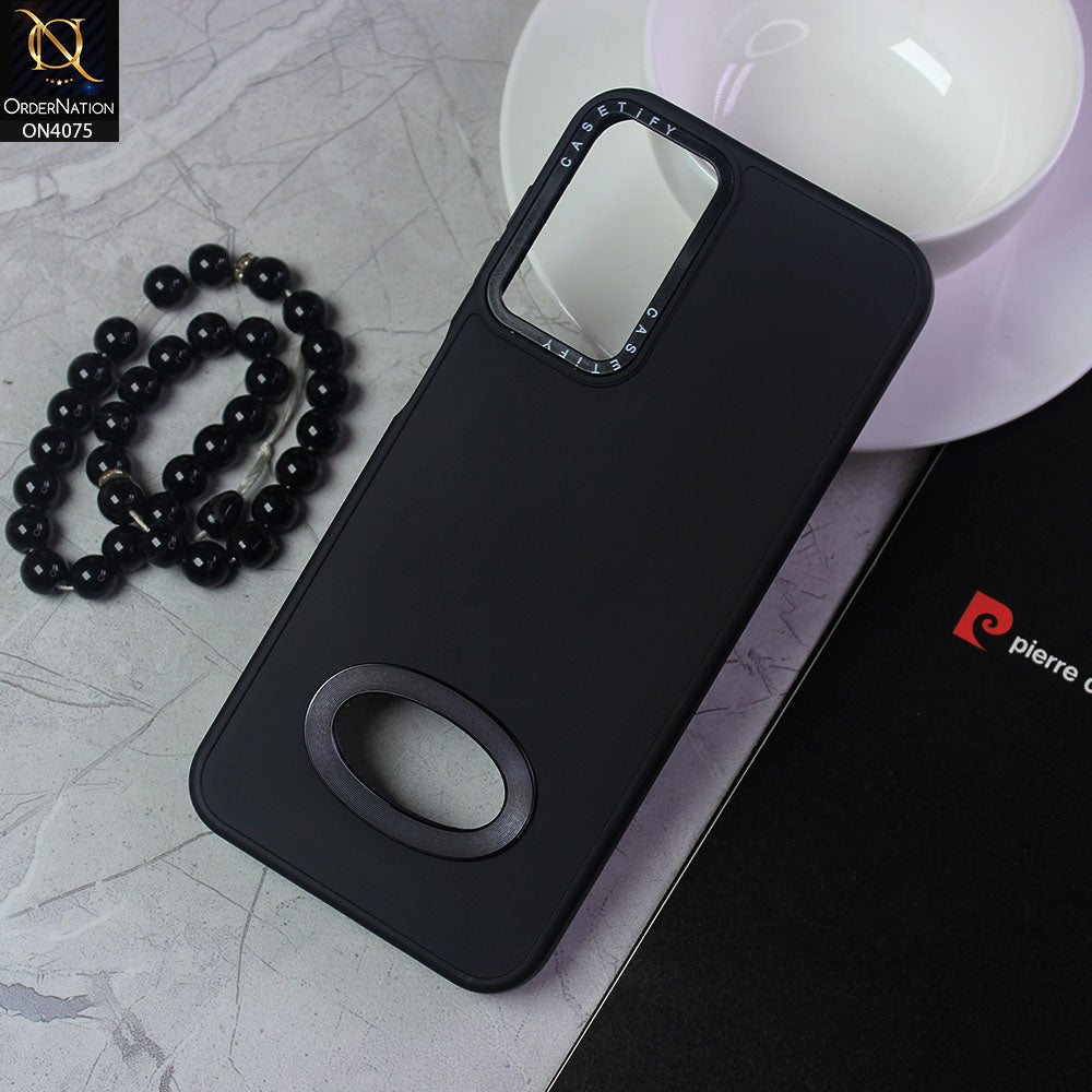 Samsung Galaxy A32 Cover - Black - New Soft Silicon Fashion Case With Fancy Camera Ring & Logo Hole