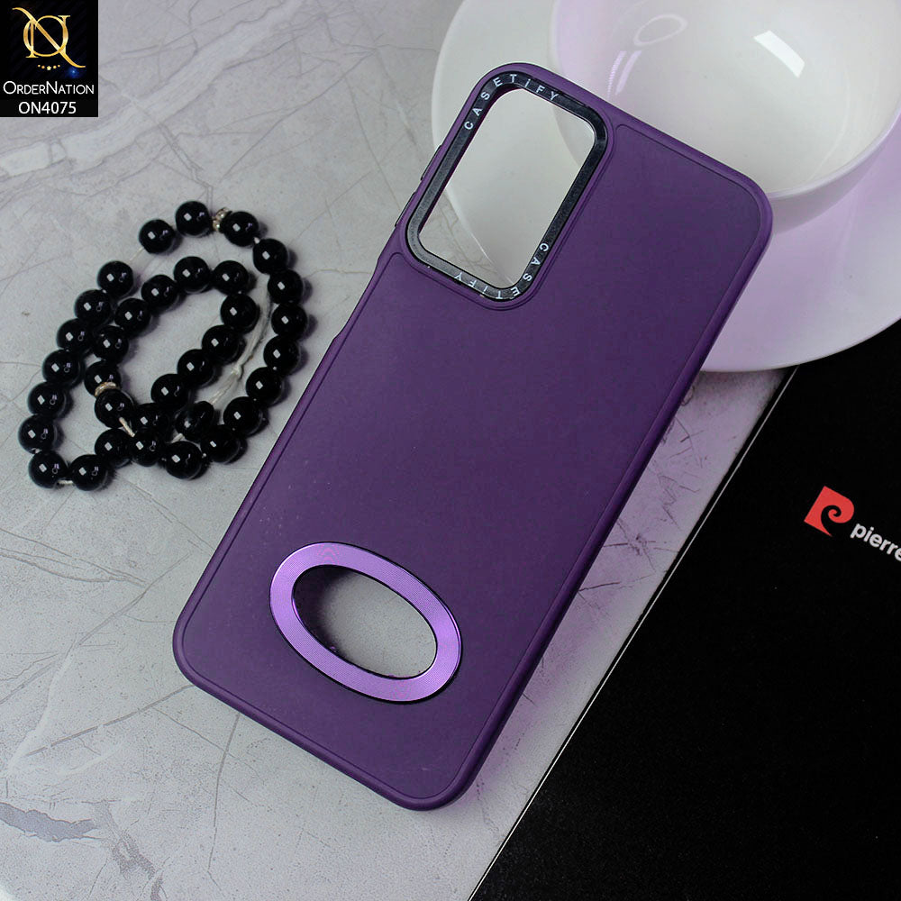 Samsung Galaxy A32 Cover - Purple - New Soft Silicon Fashion Case With Fancy Camera Ring & Logo Hole