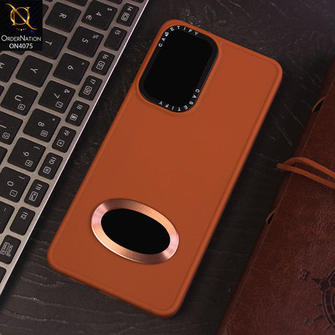 Samsung Galaxy A33 5G Cover - Brown - New Soft Silicon Fashion Case With Fancy Camera Ring & Logo Hole
