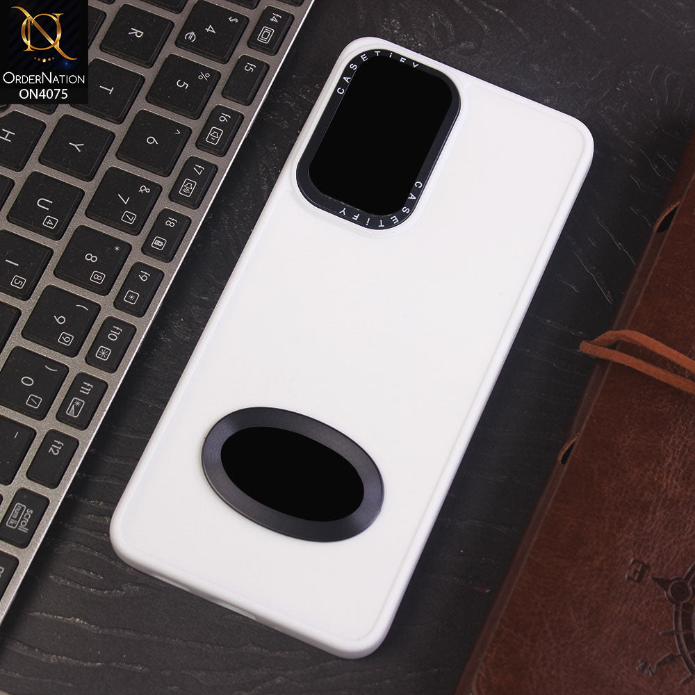 Samsung Galaxy A33 5G Cover - White - New Soft Silicon Fashion Case With Fancy Camera Ring & Logo Hole