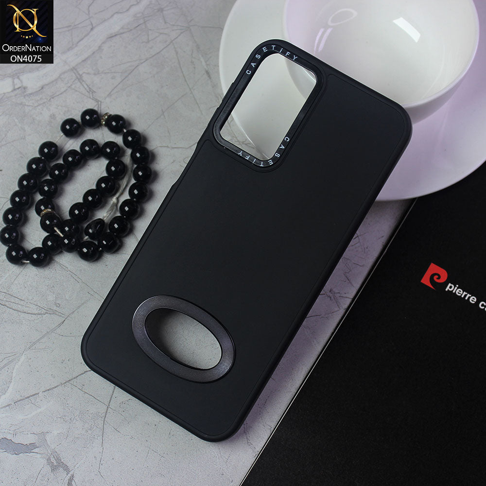 Samsung Galaxy A54 Cover - Black - New Soft Silicon Fashion Case With Fancy Camera Ring & Logo Hole