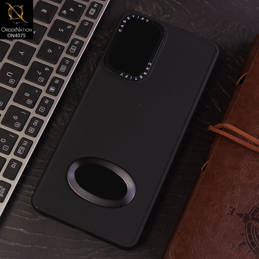 Samsung Galaxy A72 Cover - Black - New Soft Silicon Fashion Case With Fancy Camera Ring & Logo Hole