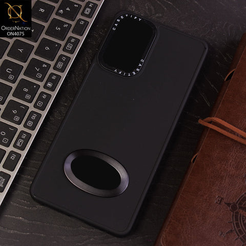 Samsung Galaxy A72 Cover - Black - New Soft Silicon Fashion Case With Fancy Camera Ring & Logo Hole
