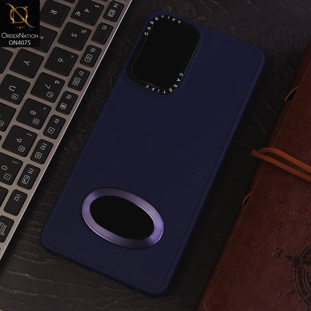 Samsung Galaxy A72 Cover - Blue - New Soft Silicon Fashion Case With Fancy Camera Ring & Logo Hole