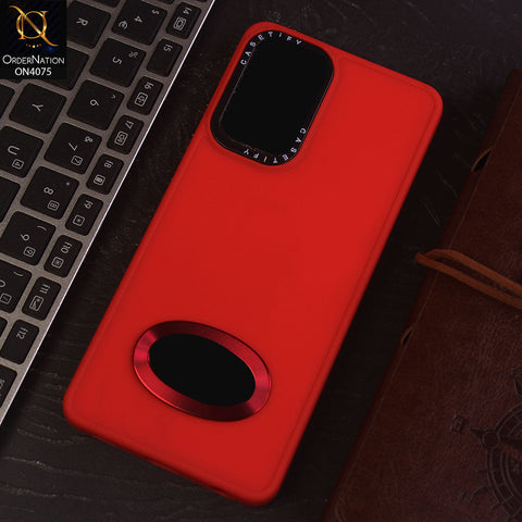 Samsung Galaxy A72 Cover - Red - New Soft Silicon Fashion Case With Fancy Camera Ring & Logo Hole