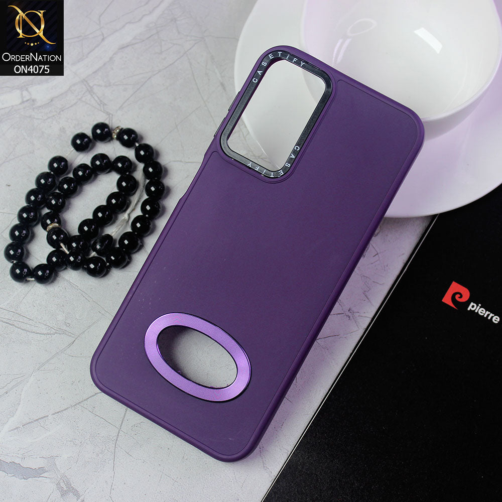Samsung Galaxy A73 5G Cover - Purple - New Soft Silicon Fashion Case With Fancy Camera Ring & Logo Hole