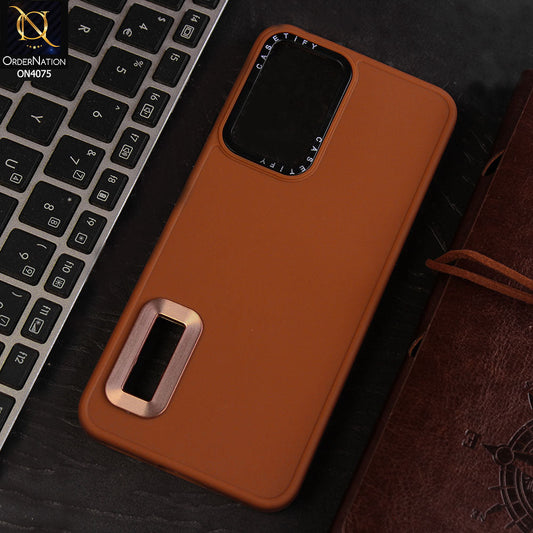 Vivo V23e 5G Cover - Brown - New Soft Silicon Fashion Case With Fancy Camera Ring & Logo Hole