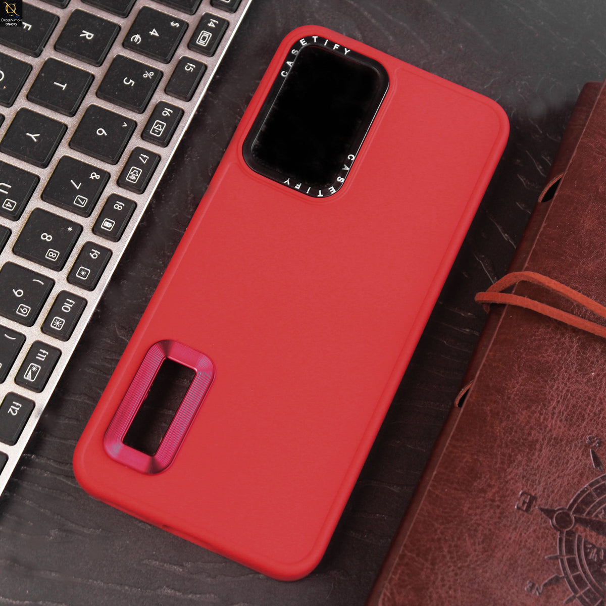Vivo V23e Cover - Red - New Soft Silicon Fashion Case With Fancy Camera Ring & Logo Hole